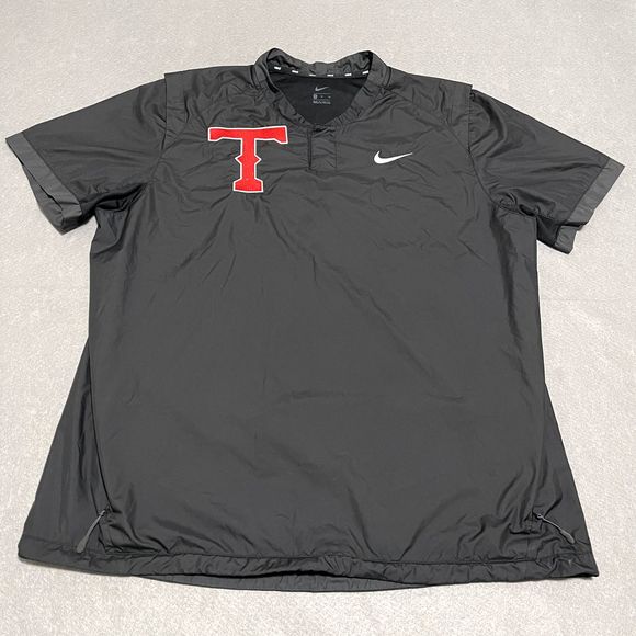 Nike Texas Rangers Pullover Jacket Mens XL Black Coach Sideline V Neck Vented - Picture 1 of 12
